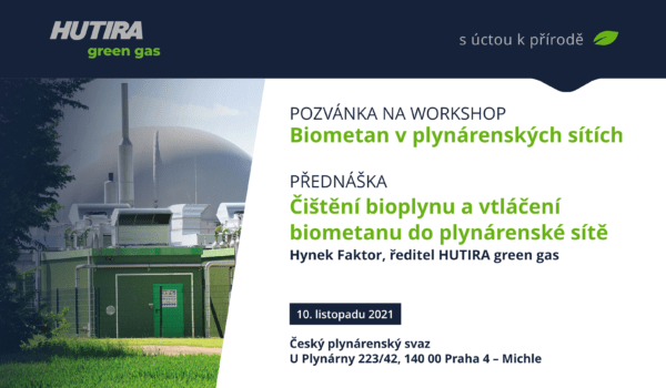 Pozvánka na přednášku v rámci workshopu Biometan v plynárenských sítích